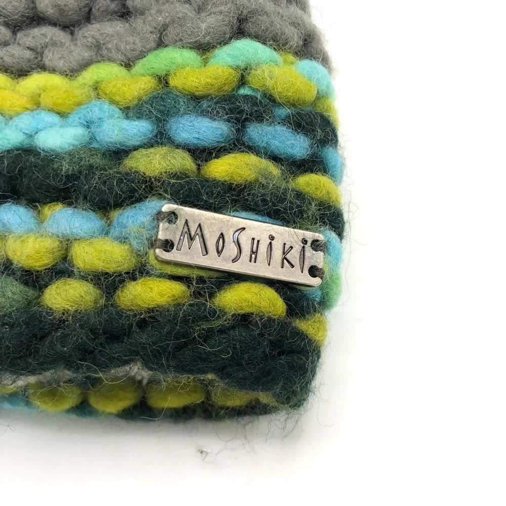 MOSHIKI Beanie Hat Pom Pom Knit Wool Made in Nepal Lined Warm Winter Women Snow